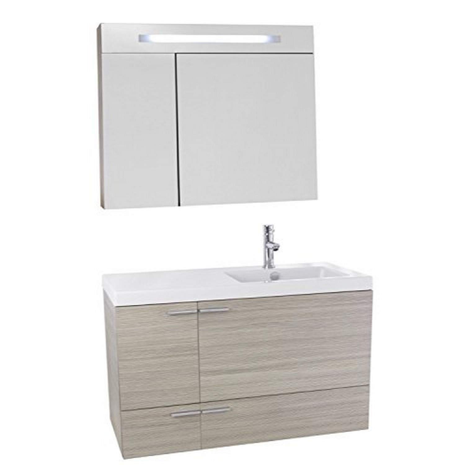ACFANS1326 New Space Bathroom Vanity with Fitted Ceramic Sink Wall Mounted and Lighted Medicine Cabinet Included, 39", Larch Canapa