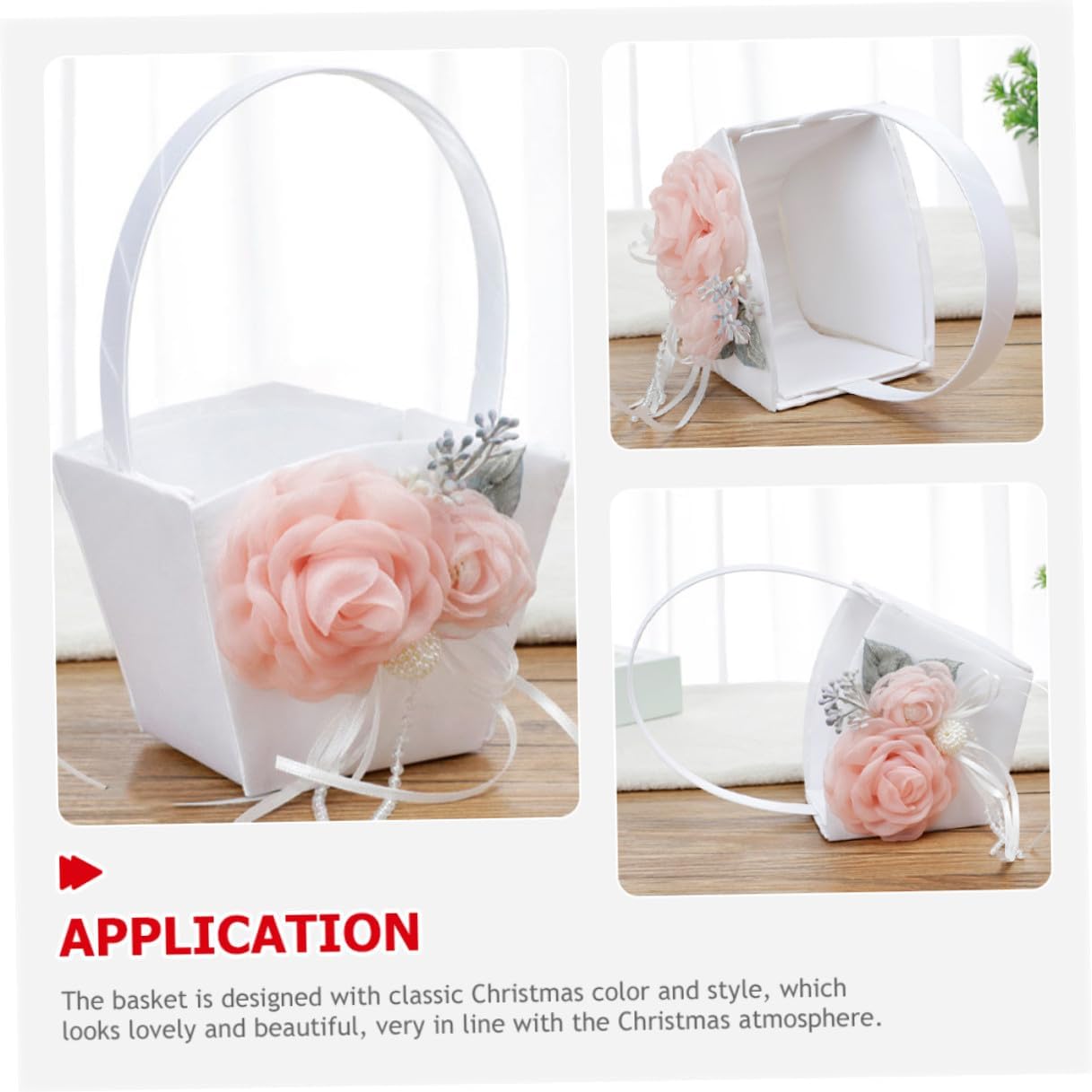 Wedding Basket Handheld Flower Girl Fabric Basket with Petal Storage for Bride Ceremony and Wedding Party Supplies