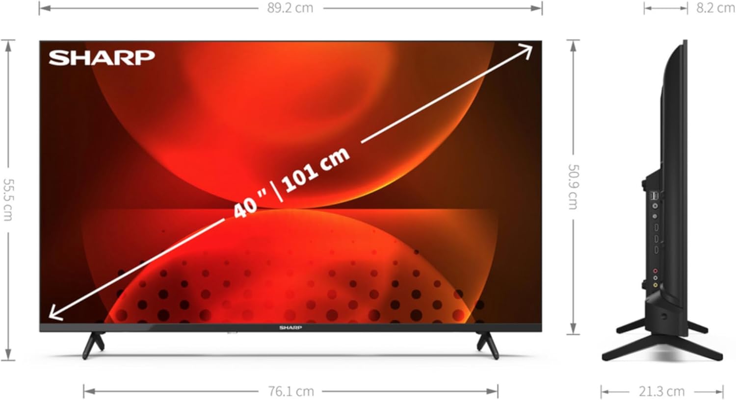 Ngemuva view of Sharp 40FH2EA TV showing connectivity ports