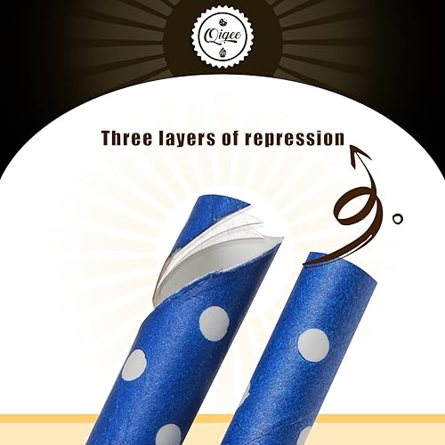 Miniatura 2 de Pajitas de papel azules, 150 unidades desechables a granel (10 patrones) qiqee