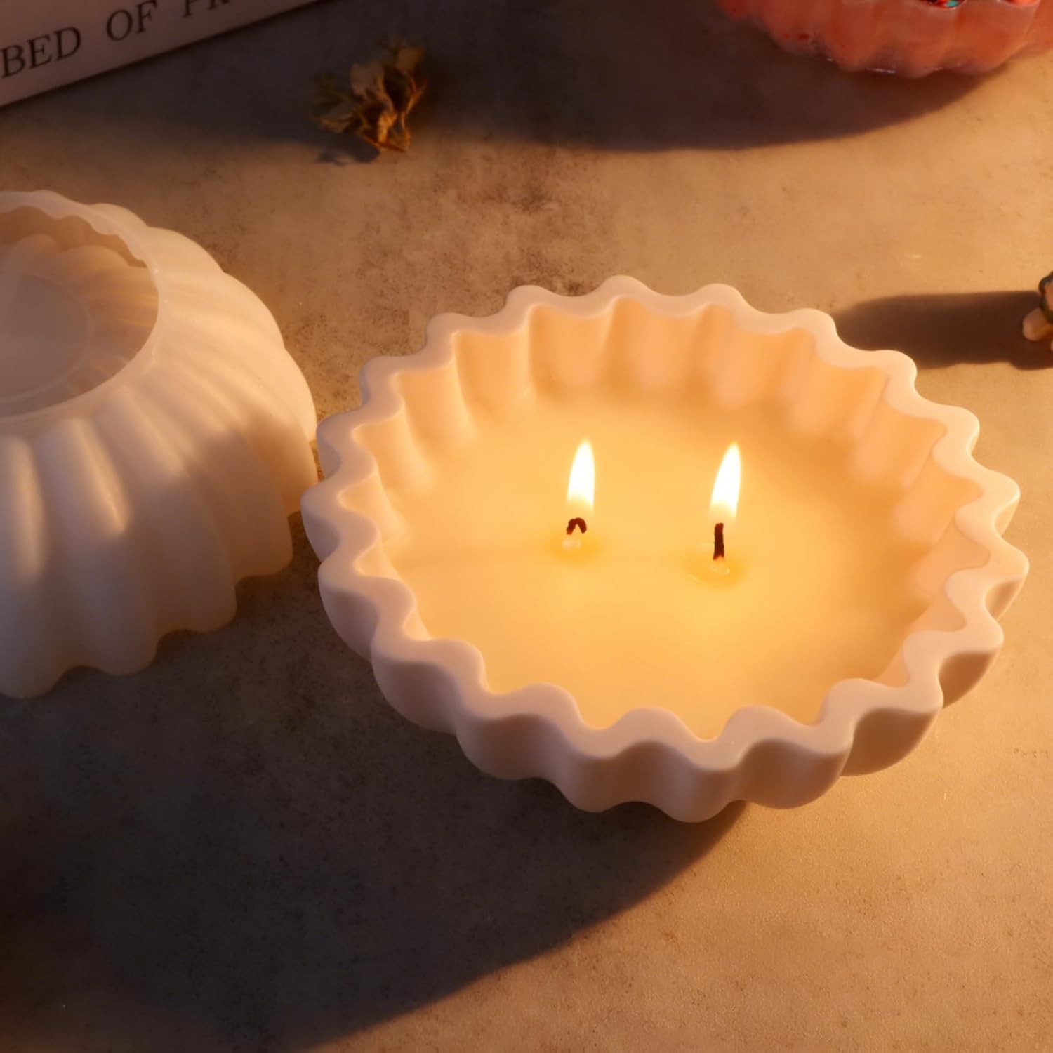 2 Pcs Flower Bowl Resin Mold, Flower Tray Silicone Molds for Resin, Candle Vessel Silicone Mold, Epoxy Molds for DIY Jewelry Trinket Container Candle Holder Home Decoration