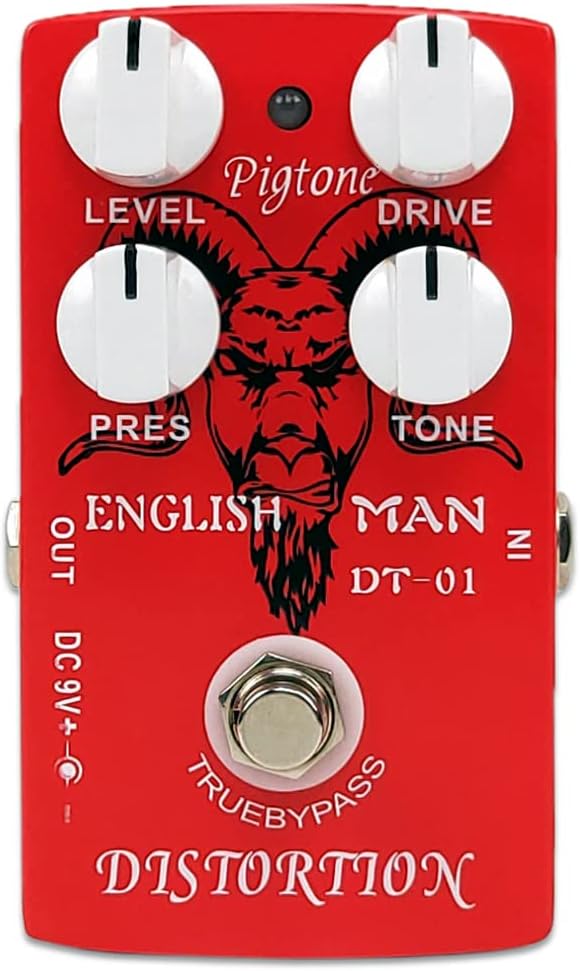 Distortion Guitar Effect Pedal,Classic Analog for Electric Guitar True Bypass Red PP-24