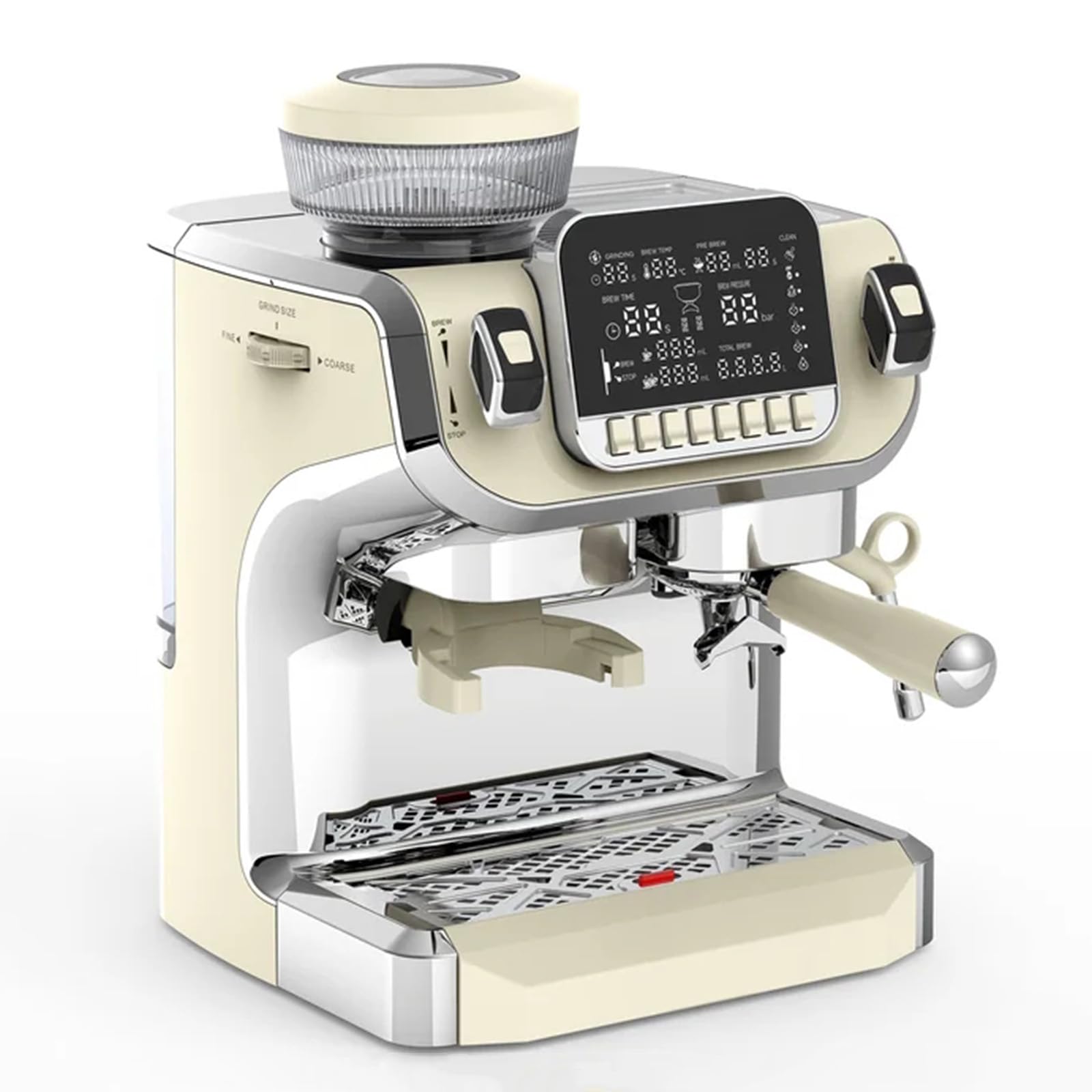 Macchina per caffè Espresso Professionale a Pressione con Pompa da 15 Bar, Macchina per caffè Espresso Manuale, con montalatte/Lancia Vapore, Macchina per caffè compatta in Acciaio Inox.