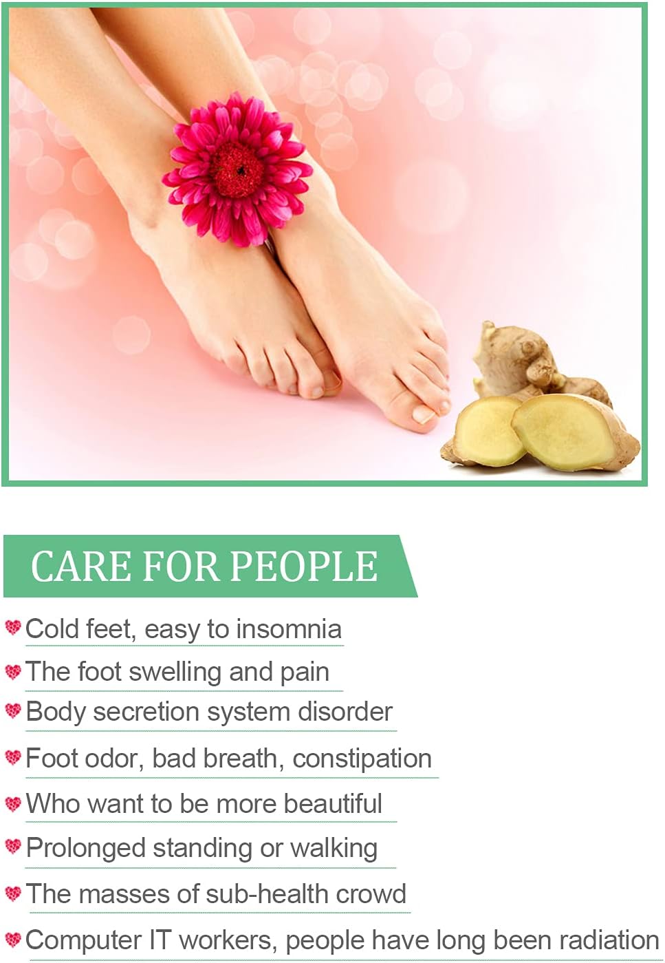 Foot Pads | Ginger Foot Pads for Your Good Feet | Foot and Body Care | Apply, Sleep & Feel Better | All Natural & Premium Ingredients for Best Combination & Results | 20 PCS : Health & Household