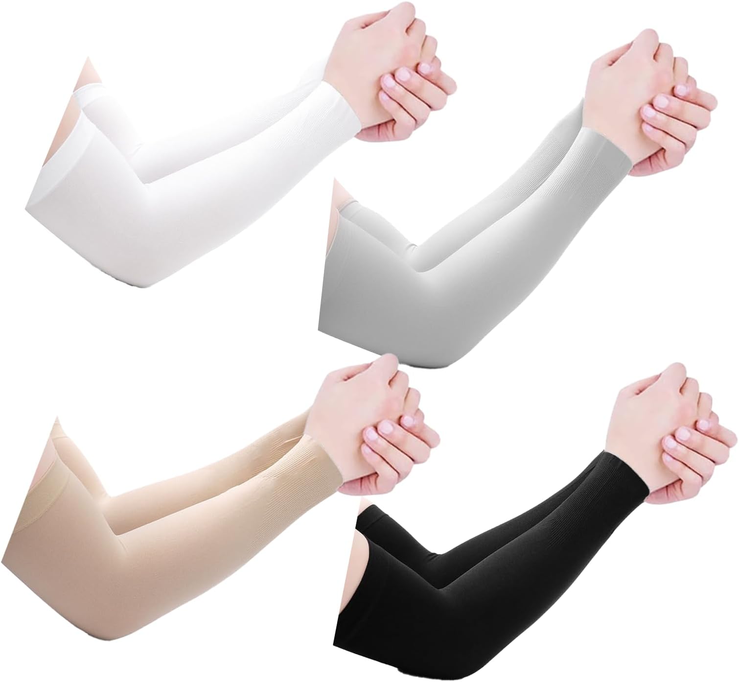 LiXiongBao 4 Pairs UV Sun Protection Arm Sleeves,UPF 50 Sports Compression Cooling Sleeve for Women Men Teenager,Soft and moisture-wicking
