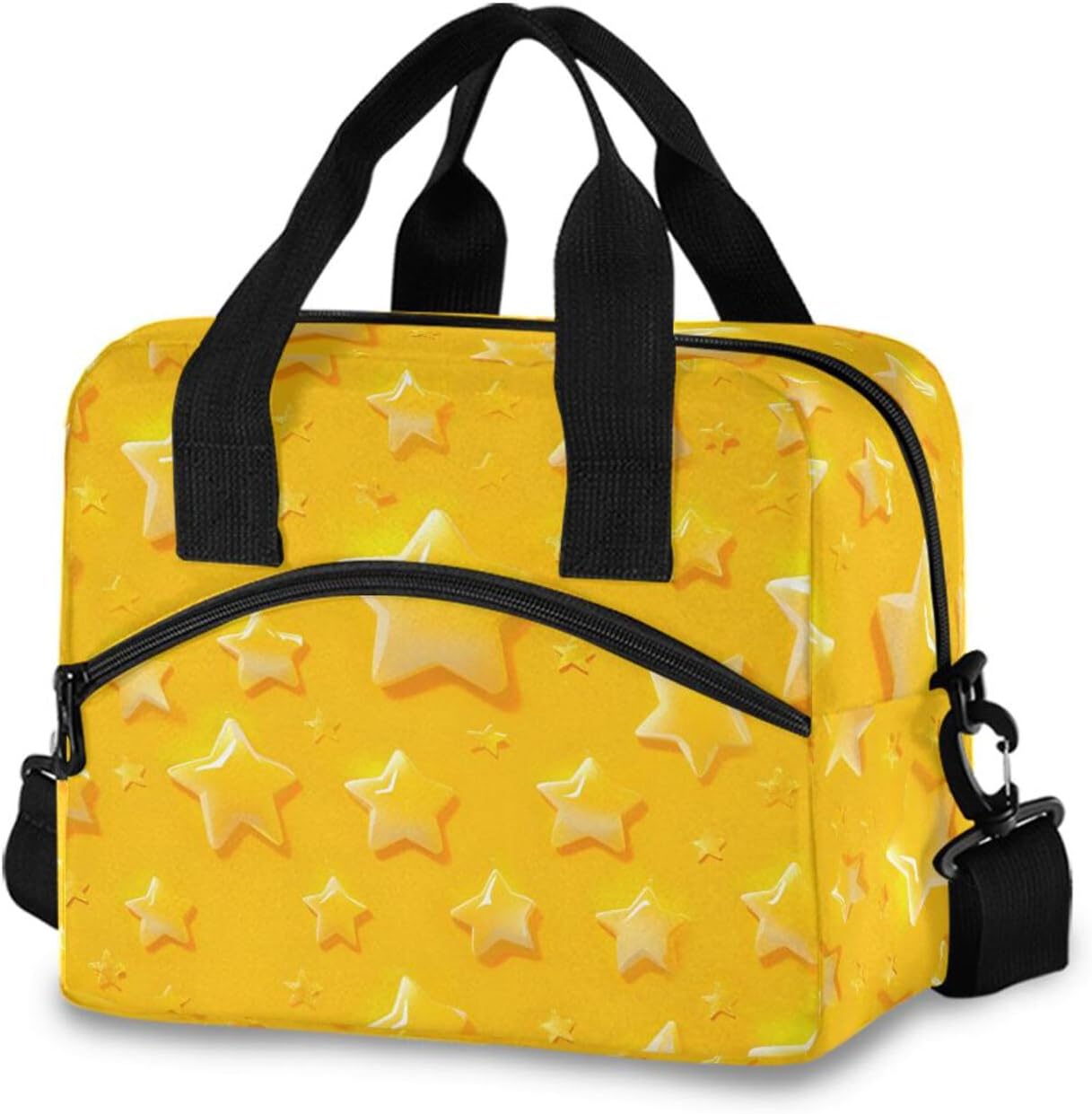 ALAZA Yellow Star Lunch Bags for Women Leakproof Crossbody Lunch Bag Lunch Bag with Shoulder Strap lunch Box Purse Lunch Cooler Bag for Nurse,Teachers