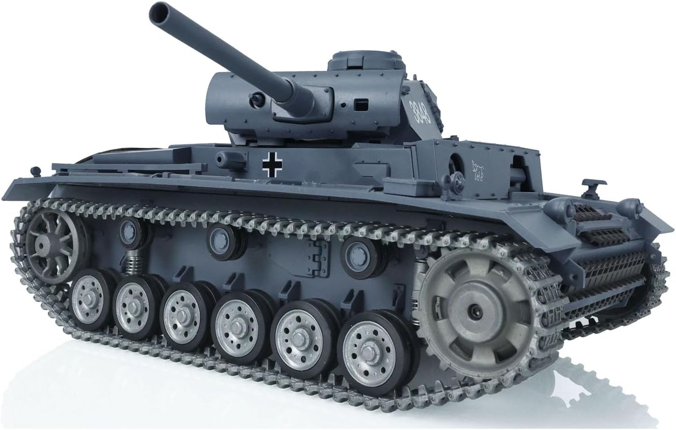 Heng Long US in Stock, RC Tank 1/16 7.0 Customized Panzer Iii L RTR RC Tank 3848 Metal Tracks Wheels 360°Turret Rotation BB Shooting Airsoft Tank BB Pellets Idle Smoking Generator Tank Model