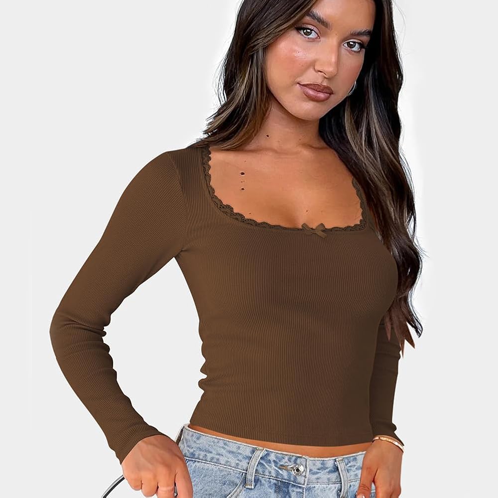 【suzen】Poroa Square Neck Frill Lace Top 81MG4UtcpYL._UY350_.jpg