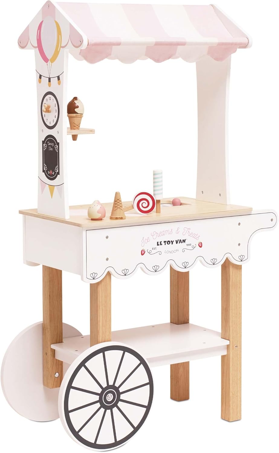 Le Toy Van - Educational Wooden Toy Role Play Ice Cream Trolley | Boys Or Girls Pretend Play Toy Food Playset - for Ages 3+