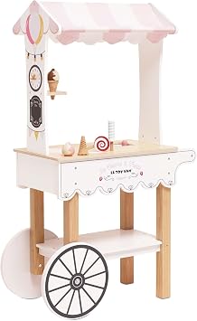 Le Toy Van - Educational Wooden Toy Role Play Ice Cream Trolley | Boys Or Girls Pretend Play Toy Food Playset - for Ages 3+