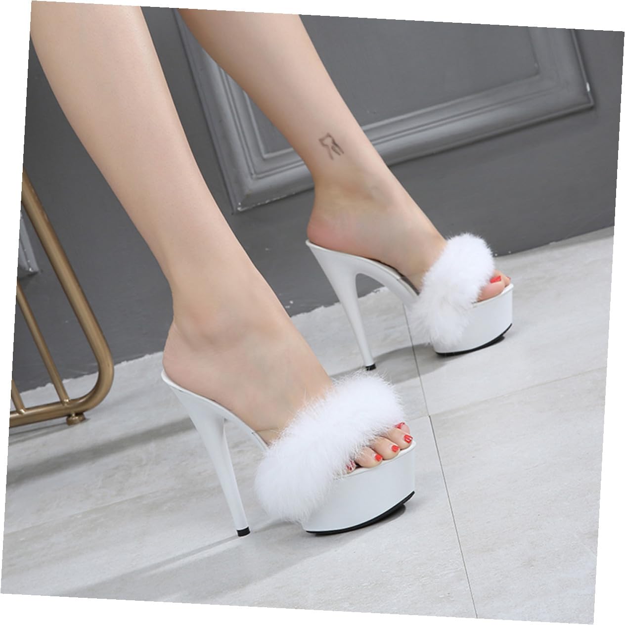 BESPORTBLE Tacchi altissimi Shoes for Women Zapatillas de Mujer Talloni Women Shoes Heels Donna Alto per Ciabatte estive Punta Scarpe soffice Sandalo Estivo : Pelle Bianca