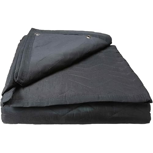 US Cargo Control 96"x80" Extra Large Sound Dampening Blanket with Grommets for Wall Hanging, Acoustic Blanket, Sound Reducing Blanket, Machine Washable, 12 Pounds, Black