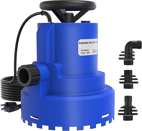 AgiiMan Bomba de agua sumergible automática de 14 HP, bomba de sumidero de 2200 GPH para drenaje de piscina, bomba de extracción de agua con cable
