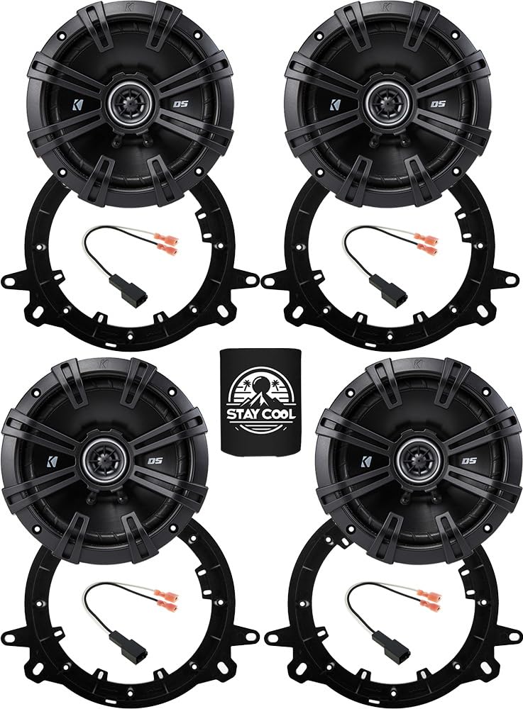 KICKER Speakers 6.5 inch for Toyota RAV4 2019-2024 Upgrade Kit - 4 Pack of DS Series with Adapters and Harness, Coaxial 6 1/2 Car Audio Front and Rear