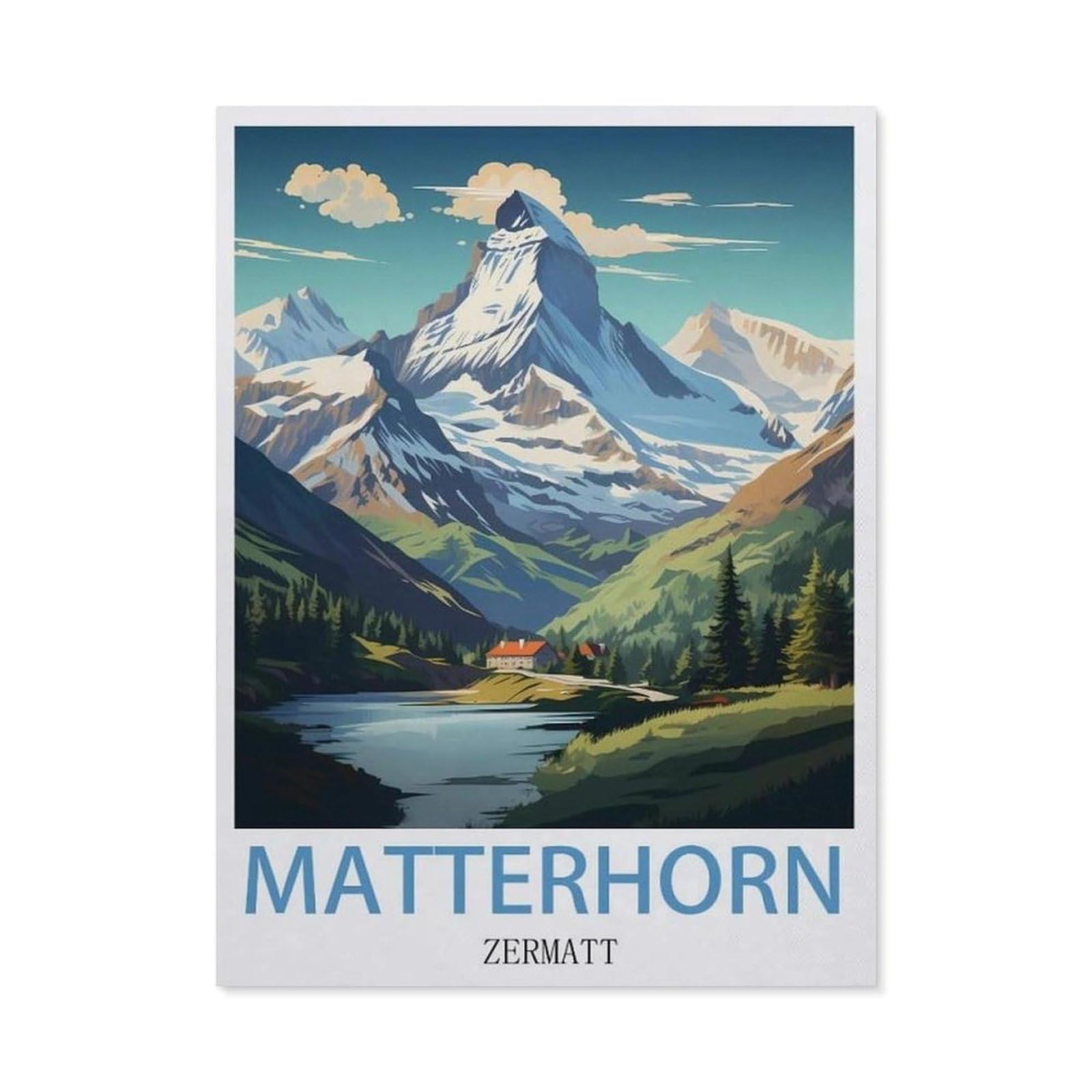 Funny Metal Tin Signs，Switzerland Zermatt Matterhorn(20x30cm）