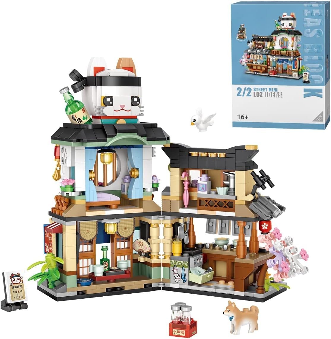 Tirff Street View Building Blocks, 789 Pieces Modular House Building Sets, Japanese Style Izakaya Modular Building Model Kit