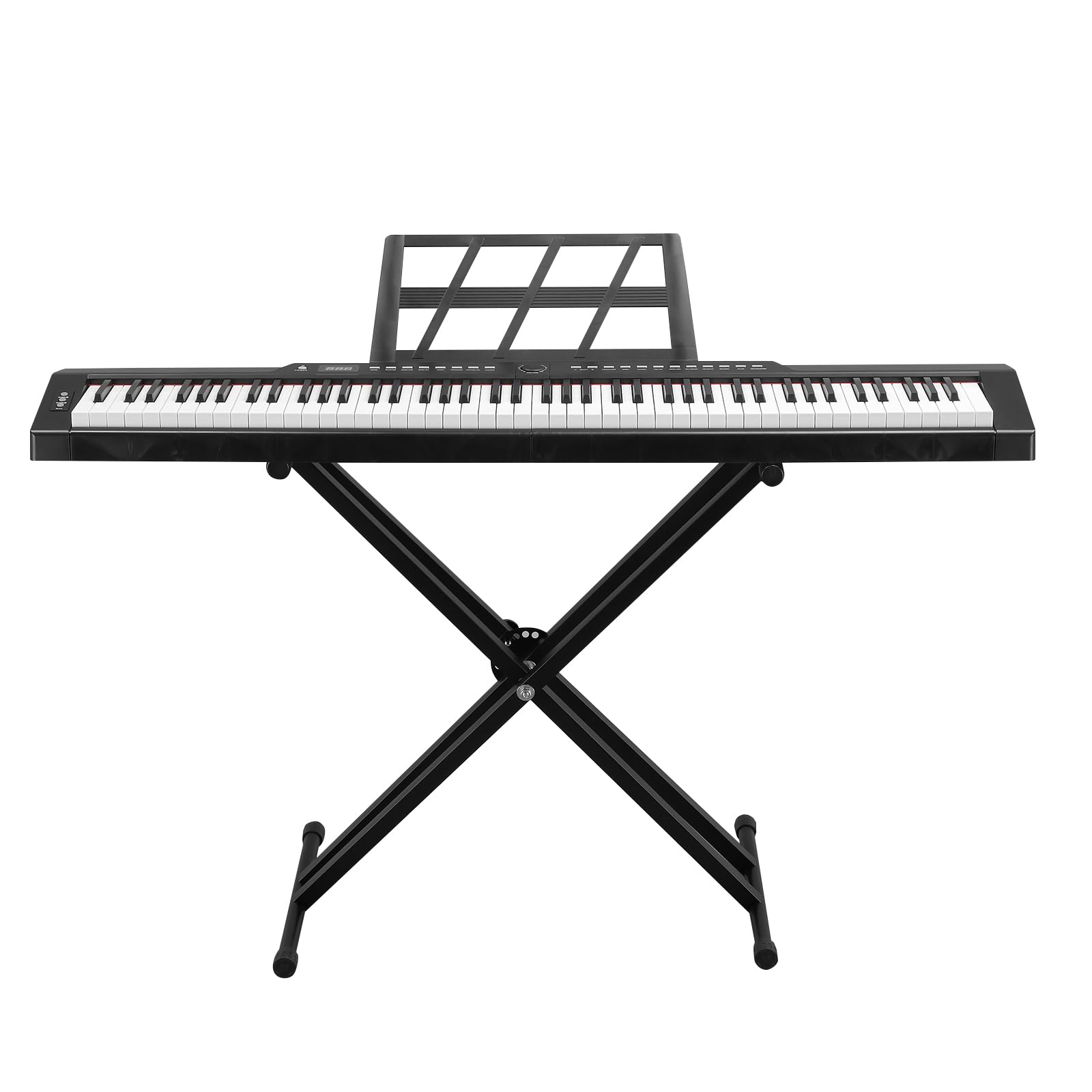 LEADZM 88 Tasten Halbgewichteten Digital Piano, Full Size Keyboard, Elektronische Tastatur mit Doppelrohr-X-förmigem Ständer, Bluetooth MIDI, Notenständer, Sustain-Pedal, Kopfhörer