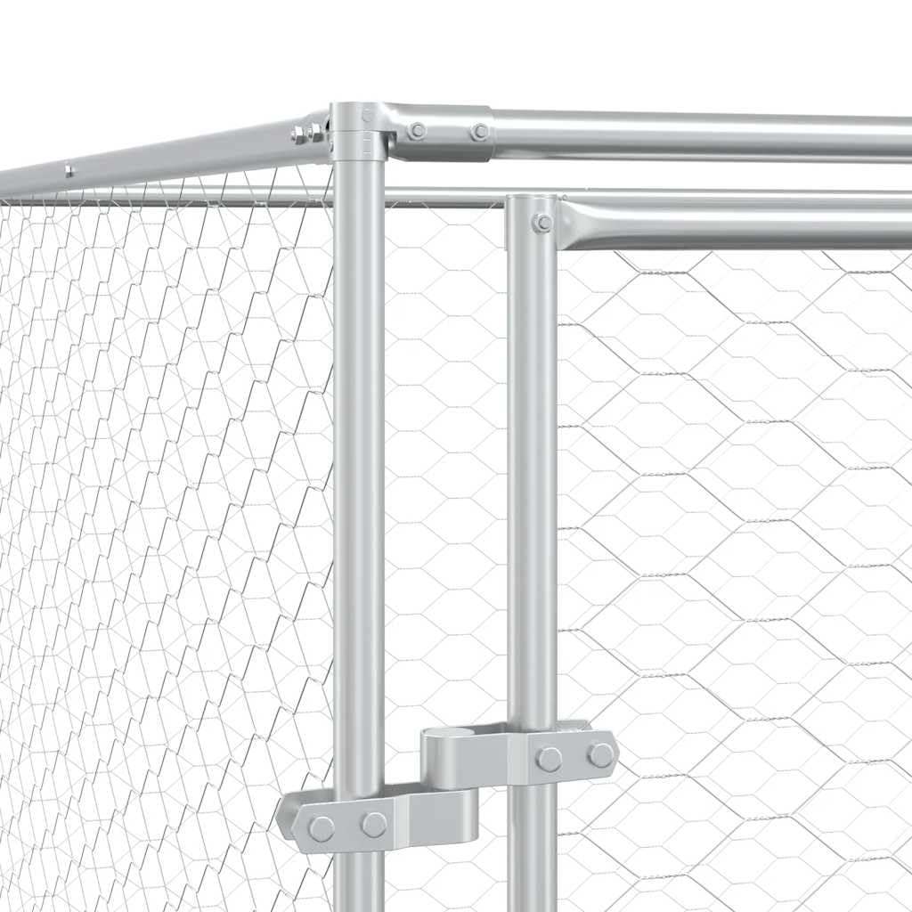 Perrera para perros de acero galvanizado plateado con techo de 10 x 6 x 2,5 m, resistente a la intemperie con puerta segura, protección y mucho espacio para perros, cachorros, animales