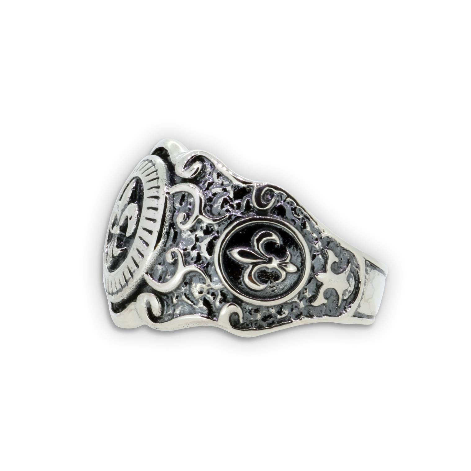 Bourbonische Lilie Herrenring Fleur de Lys französische Lilie Ring Silberring Bandring Men Ring