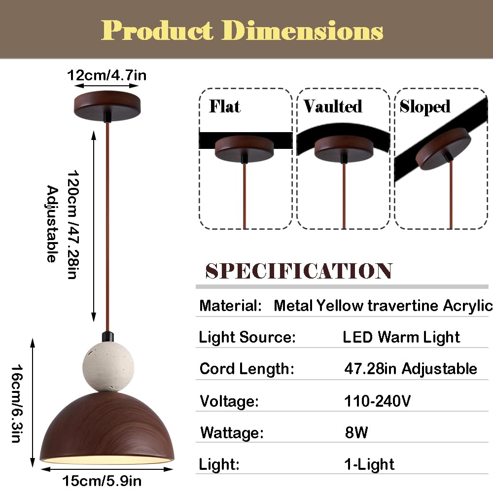 Lampada a sospensione in metallo stile Wabi Sabi, lampada a a soffitto a luce calda a LED, lampadario decorativo in pietra naturale, apparecchi di illuminazione for la decorazione