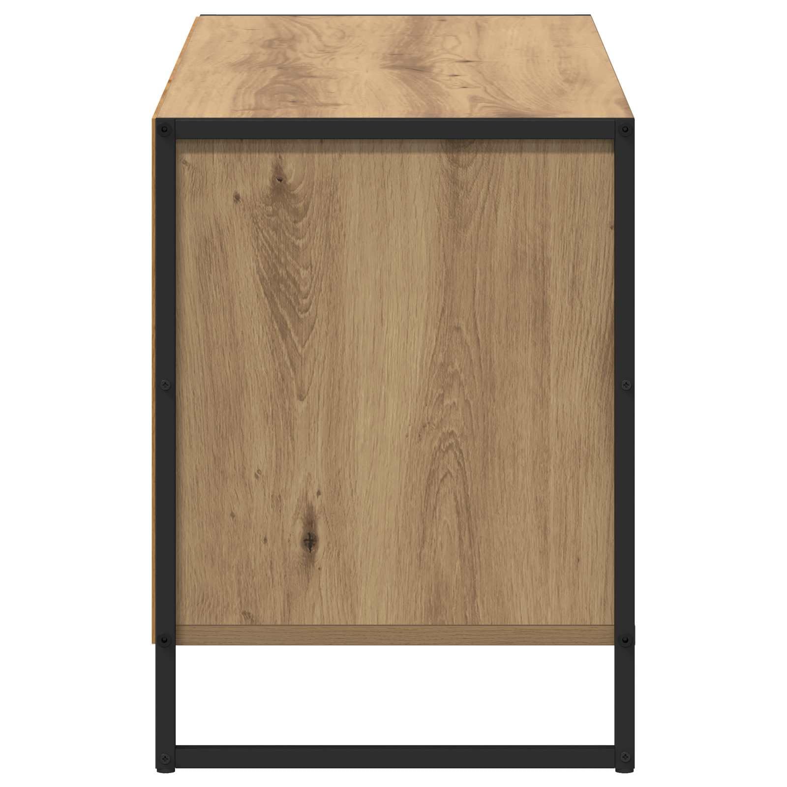 39-Inch Industrial TV Stand with Drawer and Steel Legs, Oak | Crafted from engineered wood, this low profile media center offers open and closed storage for living room entertainment.