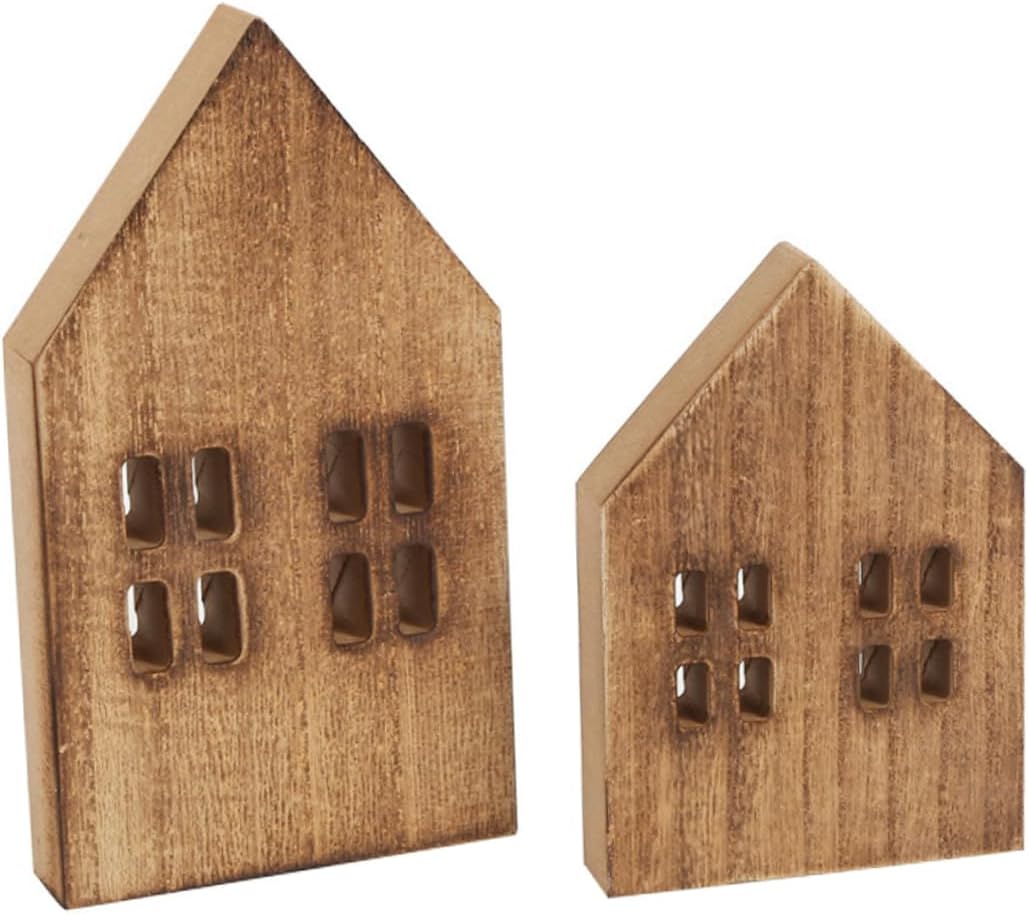 2pcs Miniature House Slice Decor Artificial House Decorative Christmas Scene Decor for Home Parties and Christmas