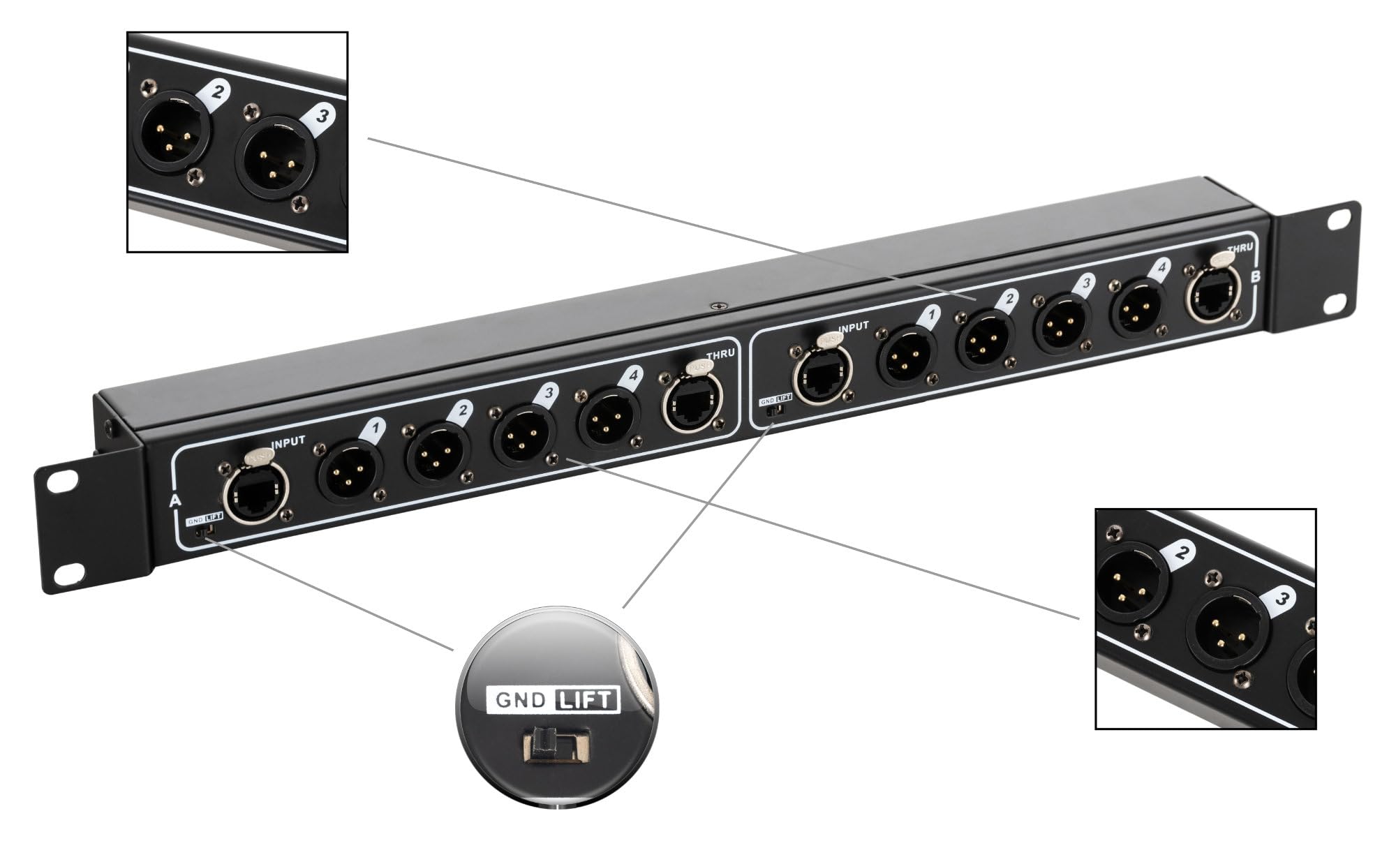Analoog Digitale Signaal Overdracht Pronomic NetCore SR-3F Multicore-Rackbox F/F Dual - Unité Rack Avec 2x 4 Prises XLR (female) Et Analoge Digitale Signaaloverdracht