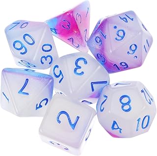 Hohopeti 1 Conjunto 7 Pçs Dados Luminosos Transparentes D10 Dados De Canto Quadrado Brinquedo De Empilhamento D20 Brinquedos Número De Dados Acrílico Número Dados Dados Poliédricos Dados