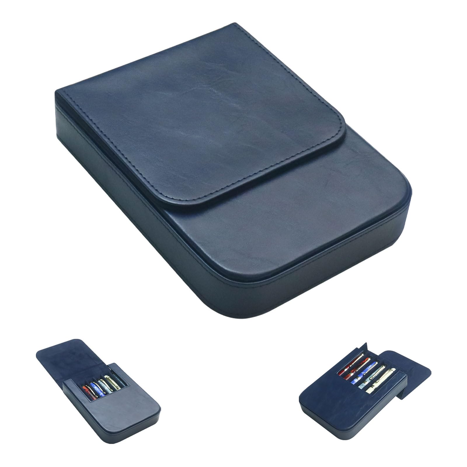 6 Slot Fountain Pen Case, Handmade Magnetic,Christmas Gift (blue)