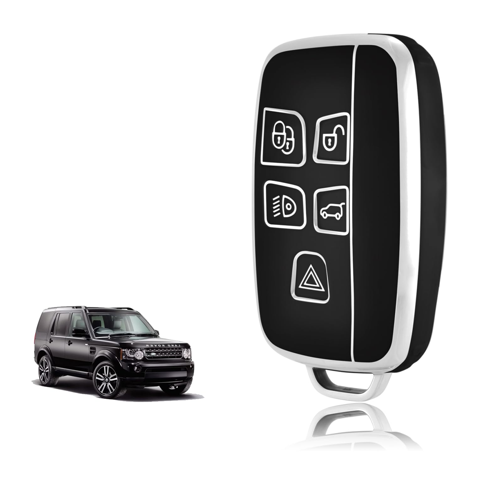Guscio In Silicone Per Telecomando Land Rover – Cover 5 Tasti Per Range Rover Sport, Evoque, LR4, Freelander E Discovery, Nero, Antigraffio E Facile Da Installare - 3