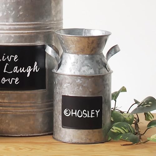 Miniatura 2 de Hosley Juego de 2 pizarras de metal para leche, arreglos florales, florero decorativo, 7.25 pulgadas de alto f