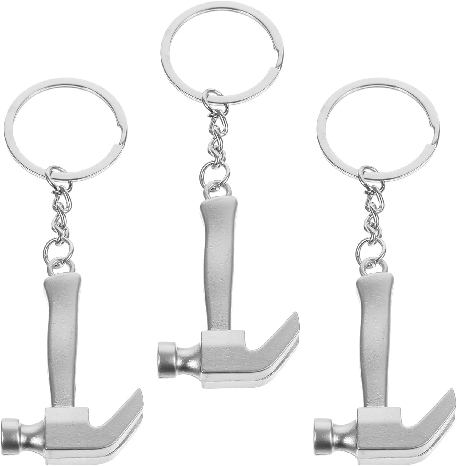 Mini Hammer Keychain 3pcs Set Silver Tone, Creative Pendant Key Ring for Bag and Keys, Compact Men’s Novelty Keyrings for Everyday Carry