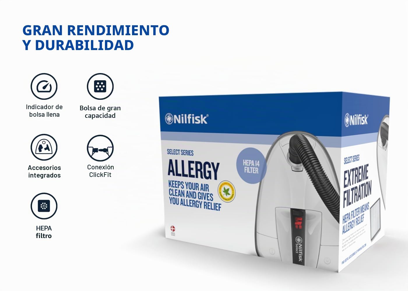 Aspirador Nilfisk SELECT ALLERGY Blanco 650 W