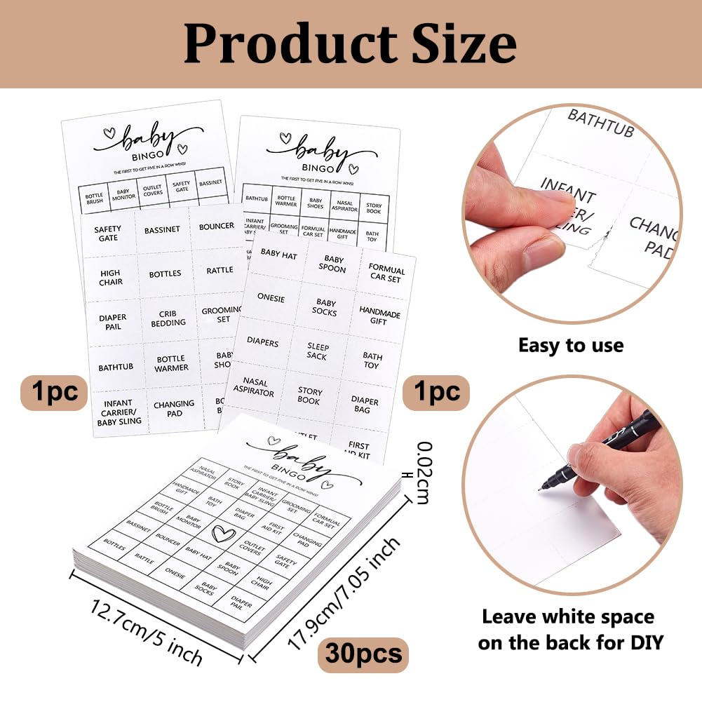 OLYCRAFT 32pcs Bridal Shower Bingo Game Pre-Filled Fun Shower Games Perforated Calling Card Wedding Bingo Cards Guest Bridal Party Favors Minimalist Party Supplies for Wedding Reception - Image 2