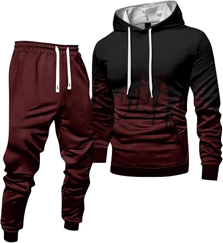 ASUIU Conjuntos De 2 Piezas Para Hombre Mens Sweat Set Pullover Cotton Hoodies S