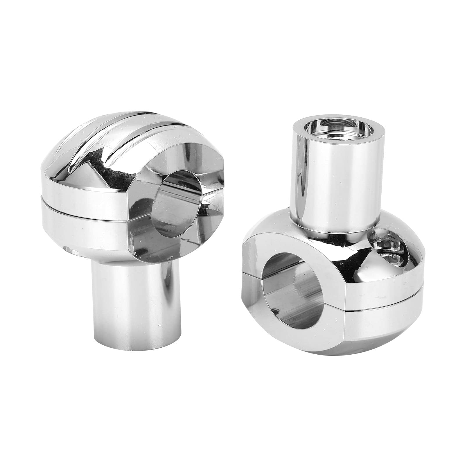 Riser Manubrio Moto, Riser Barra CNC 25 Mm Morsetto Manubrio Universale per Moto Testa Tonda con Sollevatore Manubrio a Righe(Placcatura in argento)