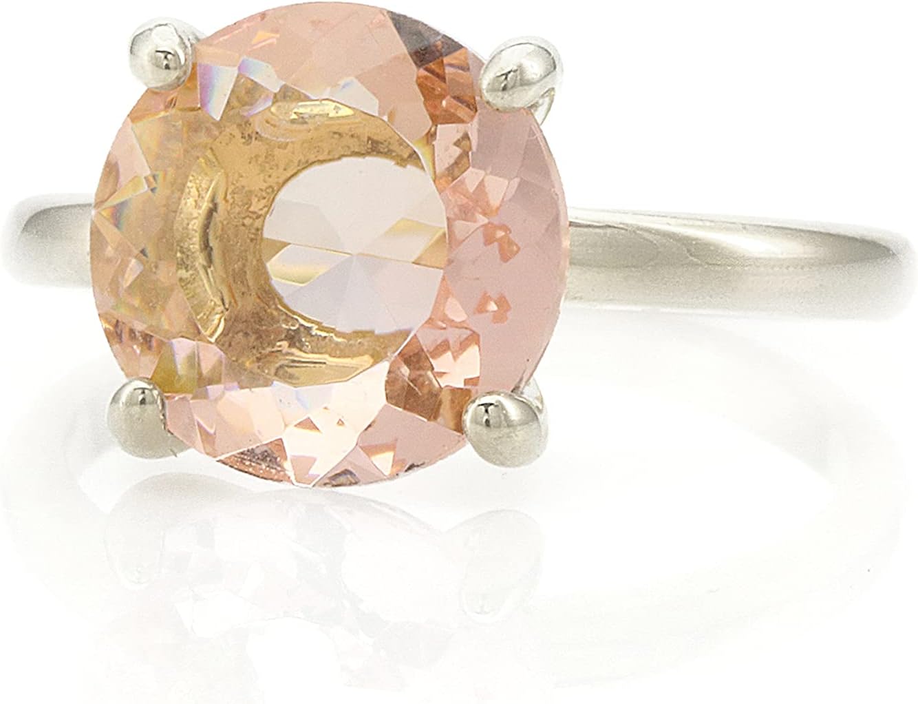 Round Crystal Morganite Ring - Stunning Promise or Engagement Jewelry for Women - Handmade Gold Statement Piece with Gemstone