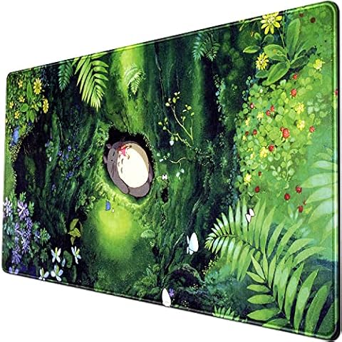 Kawaii Mouse Pad Anime Cat Green Plant Gaming XL Mouse Pad Big Cute Extended Mouse Pad Gaming , Pc Laptop Office Keyboard Mouse Pads Large 31.5x15.7 in-with Stitched Eges Non-Slip Base Mouse Pads Mat Cover