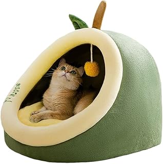 SSDHUA Cat Nest Fun Fruit Animal Shape Cat Nest Four Seasons Universal Cat Nest Semi-Enclosed Cat and Dog Nest Warm Fashion Cat Nest Interior Warm Decoration (S,Avocado)