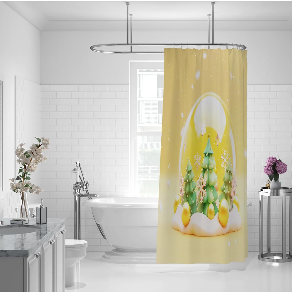 Weihnachtsferien Duschvorhang Winterwunderland W180xL220 cm