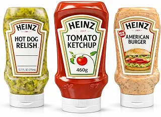 【 人気 ソース 3種セット 】 トマトケチャップ 460g ＋ ホットドッグレリッシュ 400g ＋ アメリカンバーガーソース 413g ｜ ハンバーガー ホットドッグ BBQ に最適
