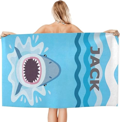 Miniatura 2 de UMBOLIBOGO Toallas de playa personalizadas para niños y niñas con nombre, toalla de playa colorida del mar, microfibra de secado rápido, sin arena,