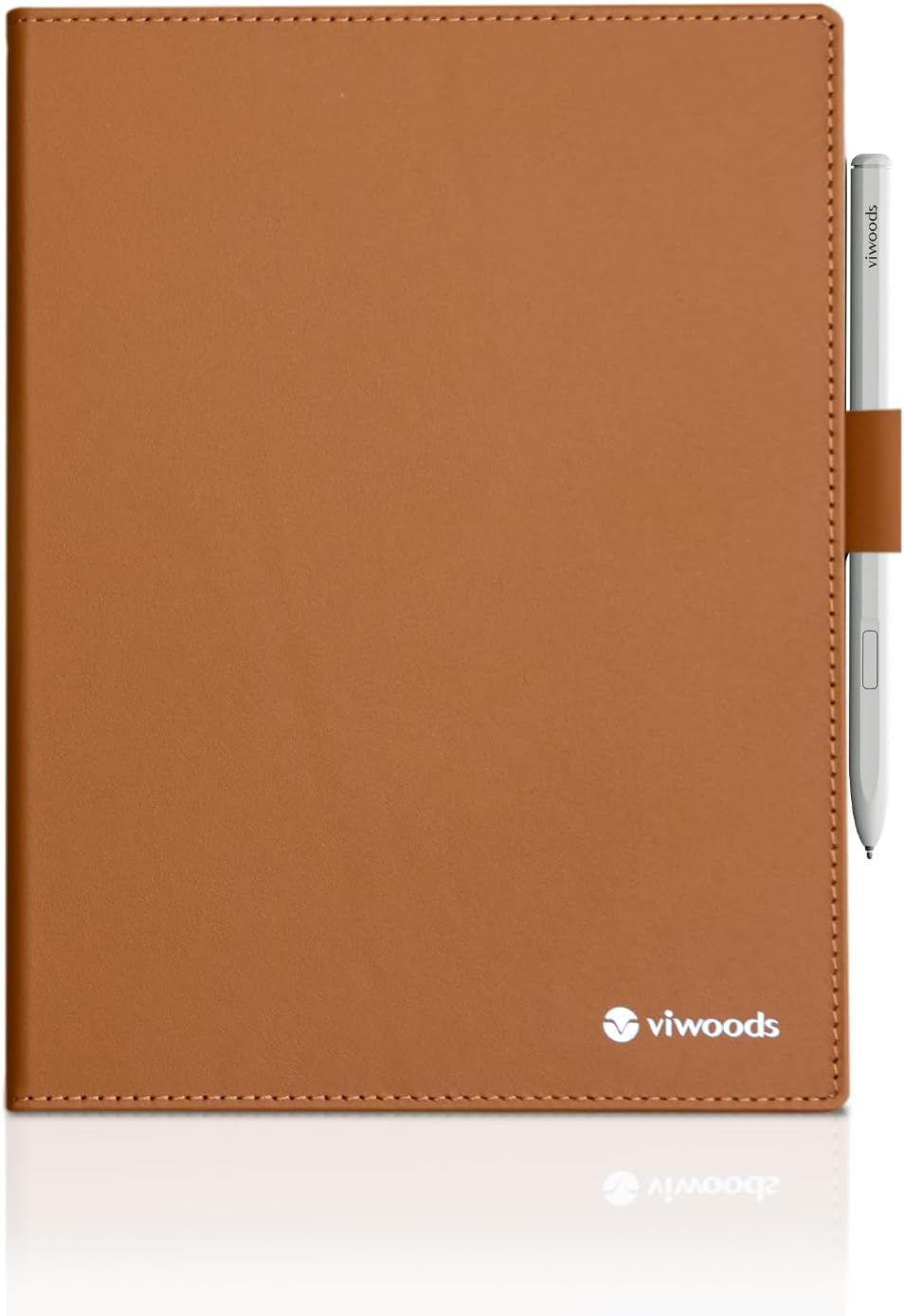 VIWOODS Genuine Leather Case for 10.65’’ AiPaper E Ink Tablet – Premium Folio Case with Pen Holder, Dual Nib Slots, Magnetic Closure, Reinforced Stitching Design