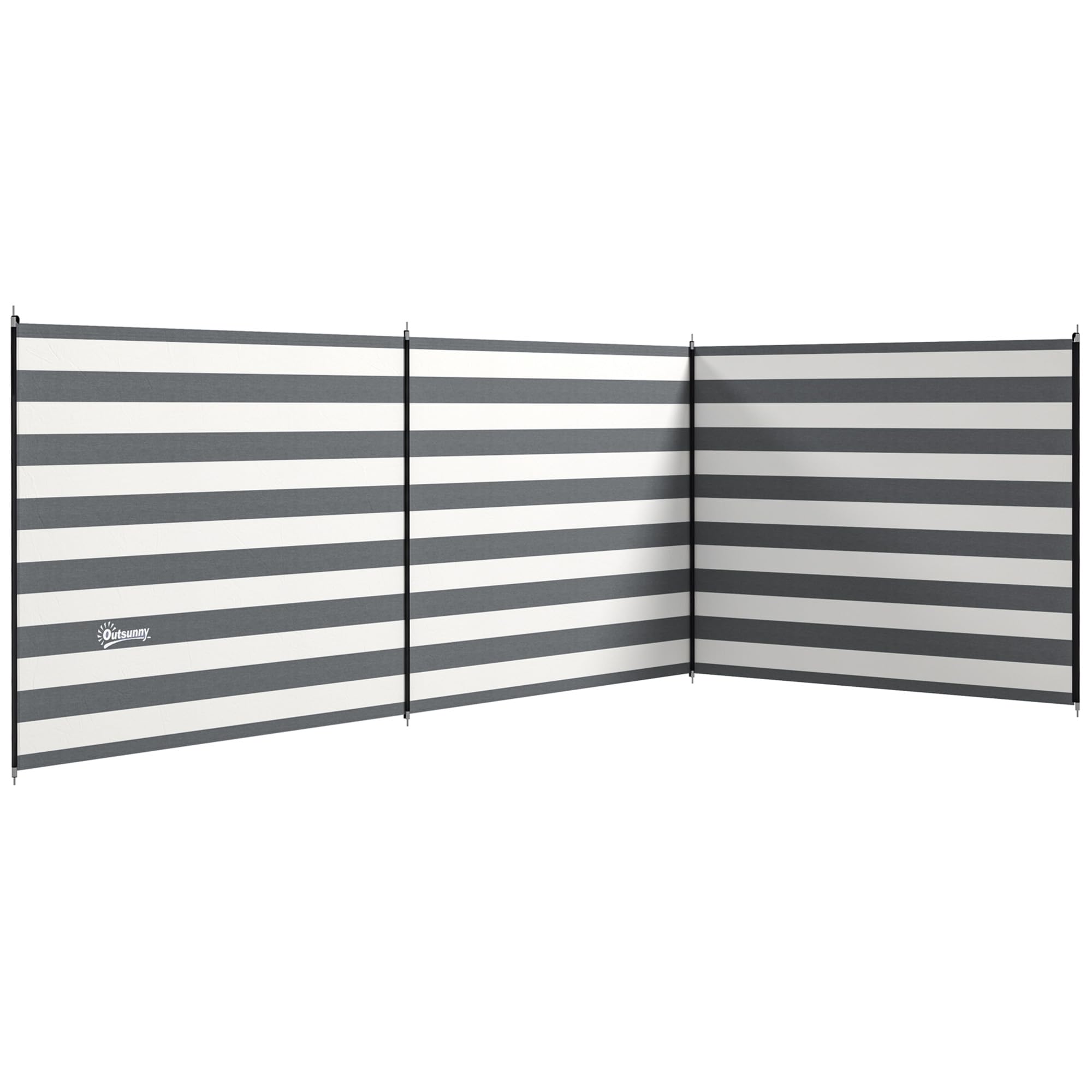 Outsunny Portable Windbreak set up in a garden with outdoor furniture