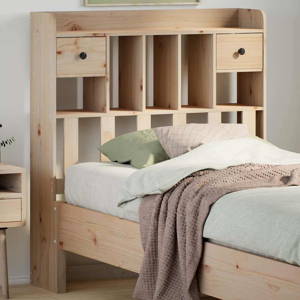 Lumanois Tête de lit avec Rangement 90 cm en Bois de pin Massif Têtes et Pieds de lit Brun,855523