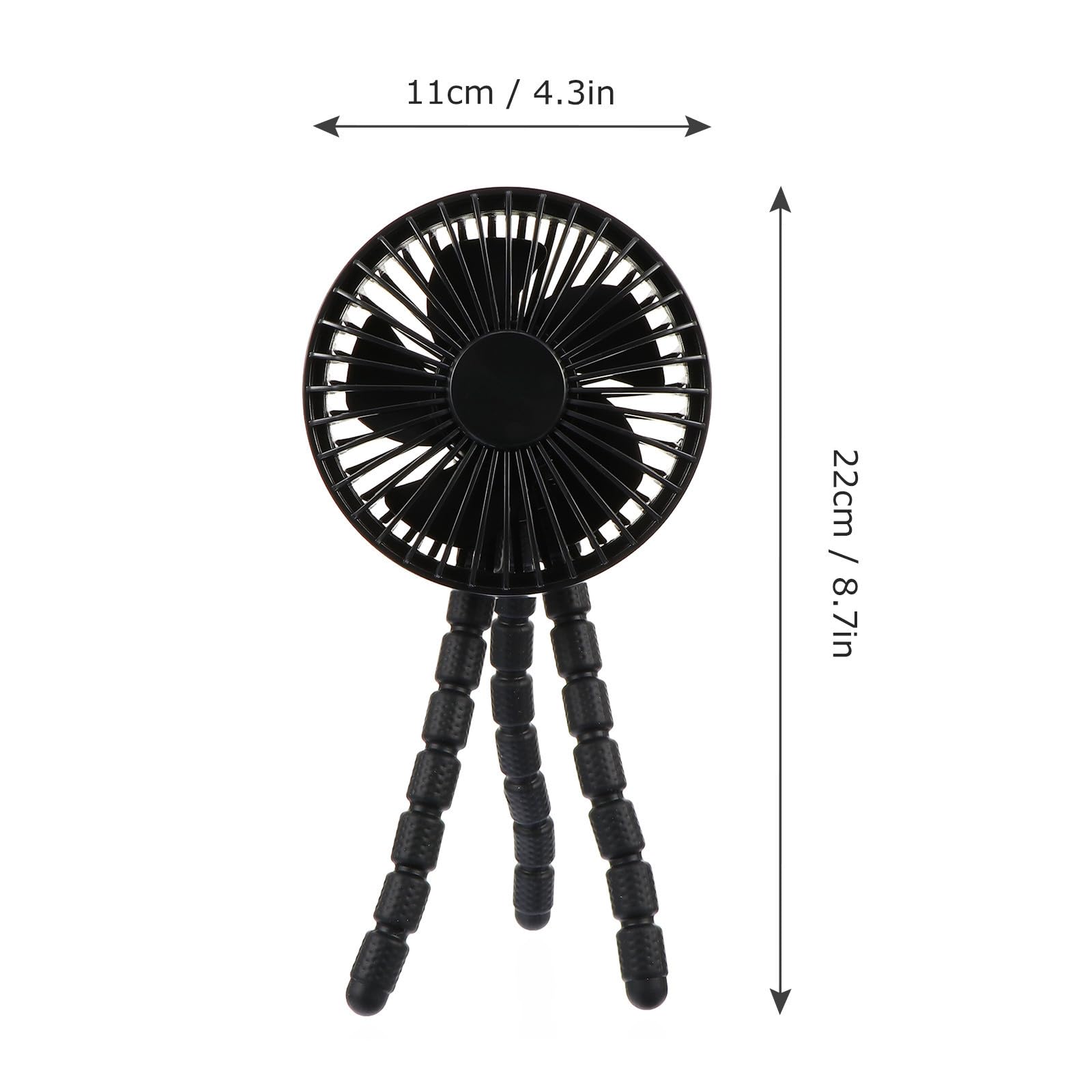 WOONEKY Ventilador de refrigeración para exteriores recargable con trípode flexible para cochecito de, negro, ABS y PP, ligero, para verano y uso al aire libre