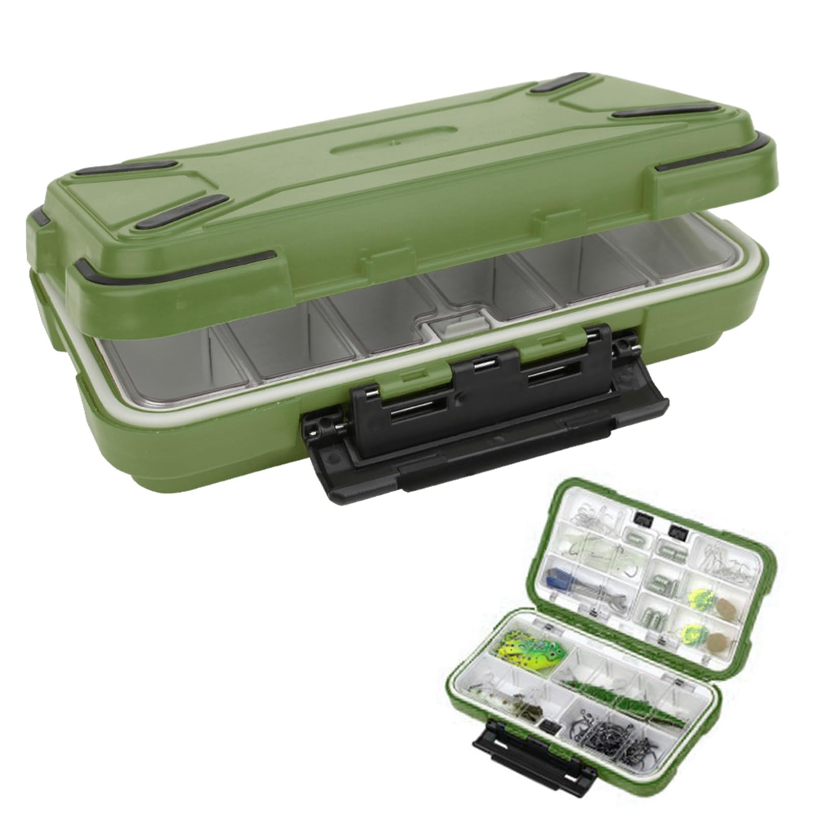 Fishing Tackle Box, Waterproof Fishing Tackle Accessory Organizer Bait Lure Hooks Storage Case Organizer Container(Green)