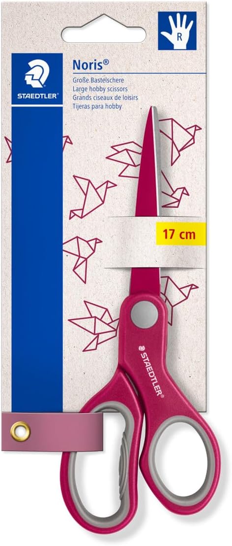 STAEDTLER Noris 965 17P BK 965 Craft Scissors, High Cutting Performance, Cardboard Card with 1 Scissors, 3 Assorted Colours
