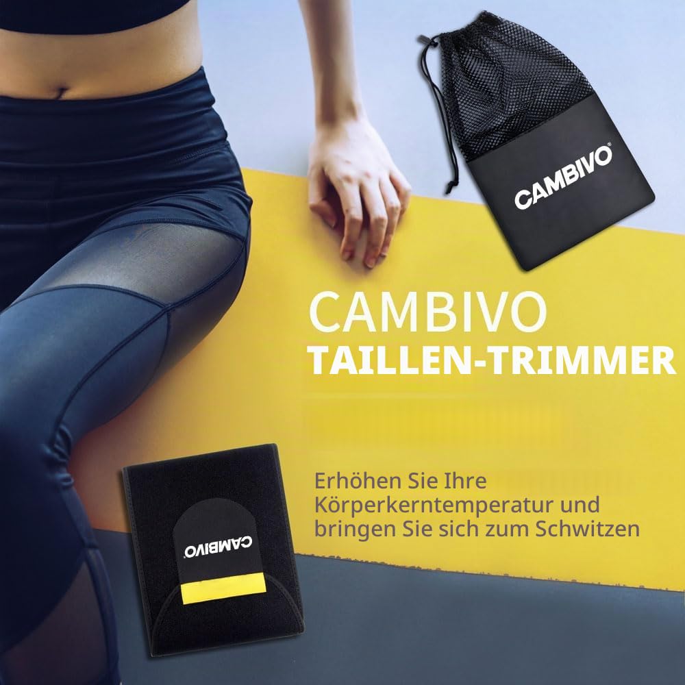 CAMBIVO Bauchweggürtel Herren Damen, Waist Trainer Damen Verstellbar, Fitnessgürtel, Beschleunigender Schweißgürtel, Gewichthebergürtel für Sport, Laufen, Taille Trimmer Gürtel