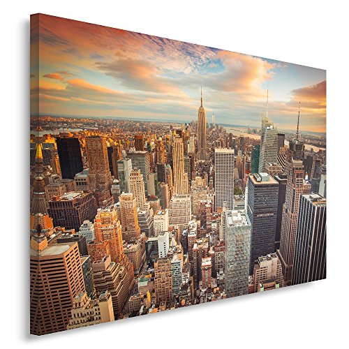 Feeby Impression Sur Toile New York Coucher De Soleil XXL 120x80 cm Tableaux Tableau Mural Image Moderne Photo Décoration Murale Artistique Photographie...